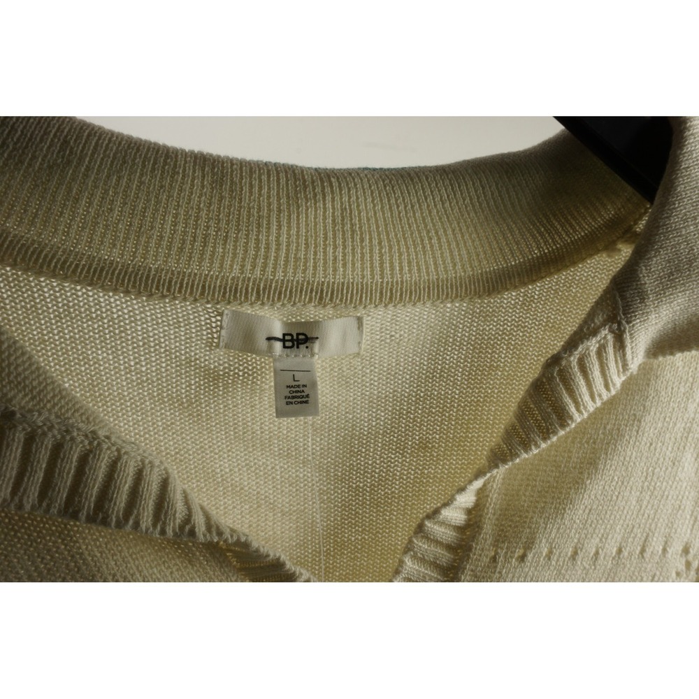 New BP Womens‎ Size L Ivory & Blue Crochet Floral Tipped Collared V-Neck Sweater - Picture 4 of 8